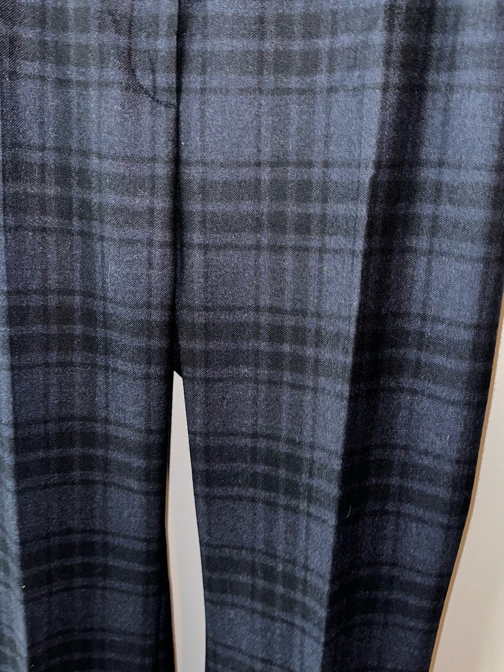 Akris Black and Blue Plaid Dress Pants